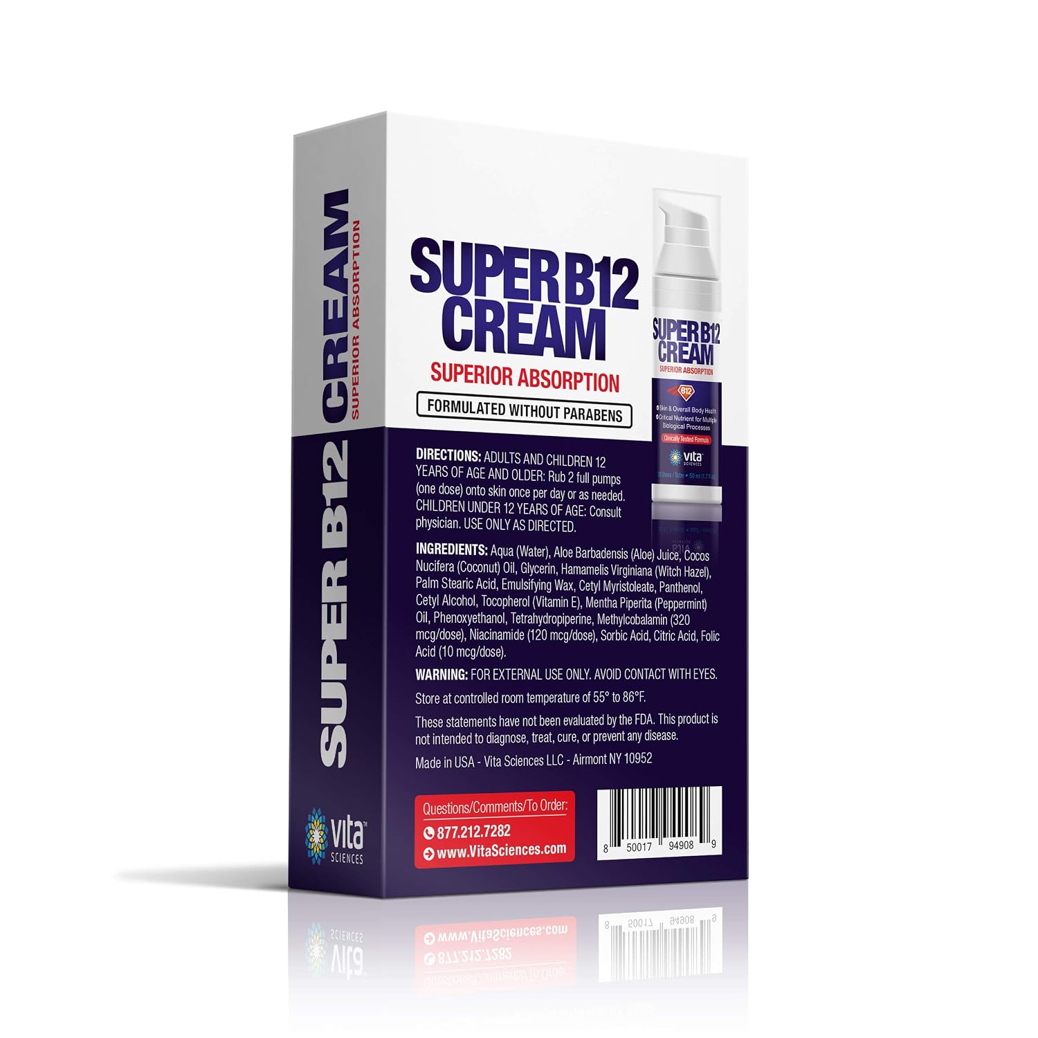 Vita Sciences Super B12 Cream - Crema Tópica de Vitamina B12 con Metilcobalamina Bioactiva