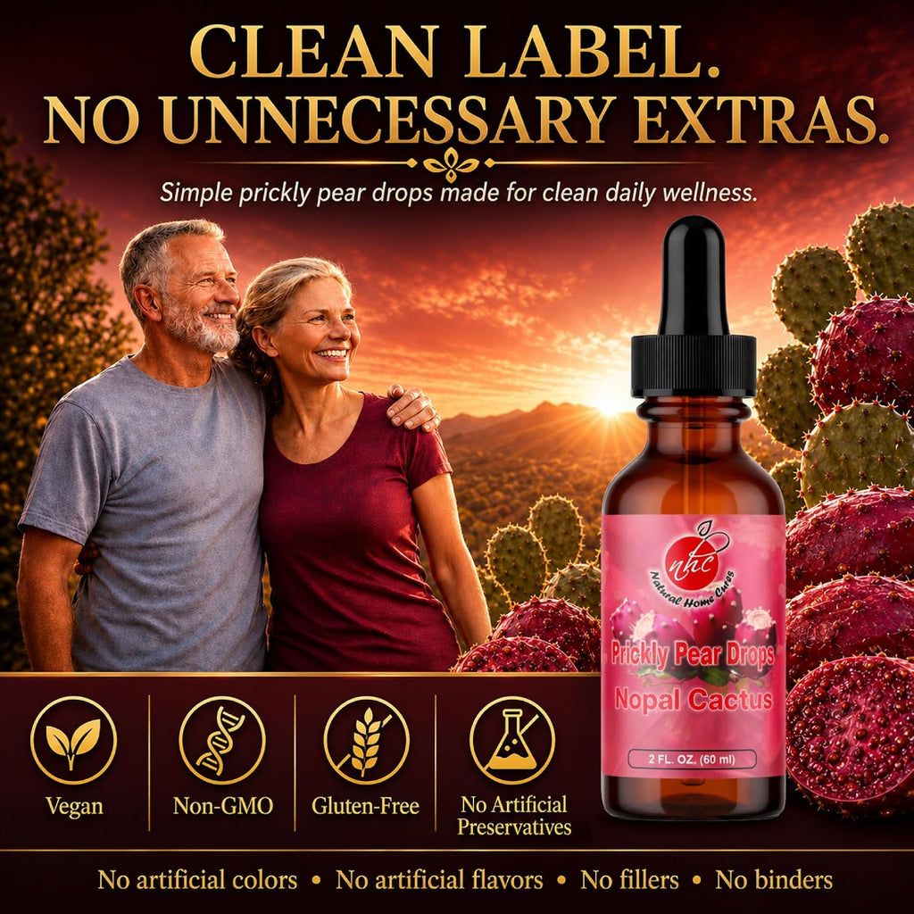 Natural Home Cures Gotas de Cactus Nopal con Vitamina B12, Concentrado de Fruta de Cactus, Suplemento Líquido con Betalaínas y Nutrientes Vegetales, 3 Botellas, 180 Porciones, 60 ml cada una