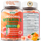 Liposomal Vitamin C 1000mg Gummies - Gomitas de Vitamina C Liposomal con Saúco, Zinc y Hierro, Sin Azúcar, 60 unidades