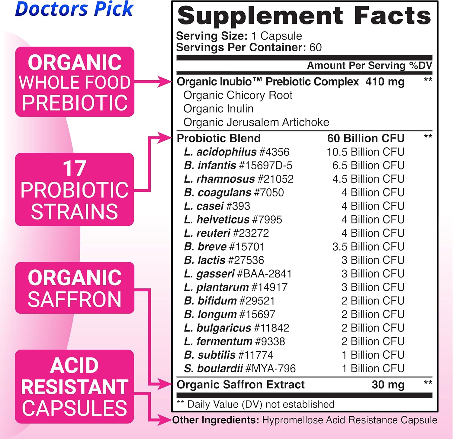 Doctors Pick Fem Pro Probióticos para Mujeres – 60 Cápsulas Veganas