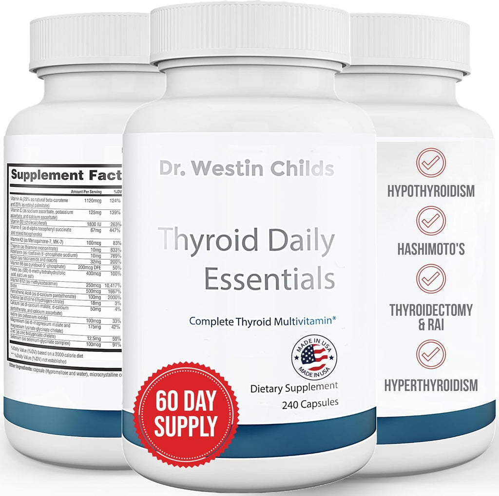Dr. Westin Childs - Thyroid Daily Essentials - Multivitamínico para Mujeres y Hombres con Apoyo Inmune y Antiestrés - 240 Cápsulas