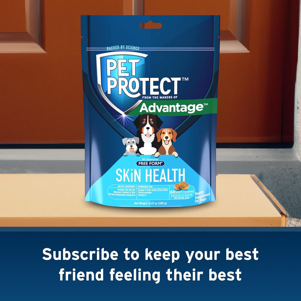Pet Protect Suplemento para la Piel de Perros, Mezcla Patentada Free Form, Masticables Sabor Bacon (60 unidades)