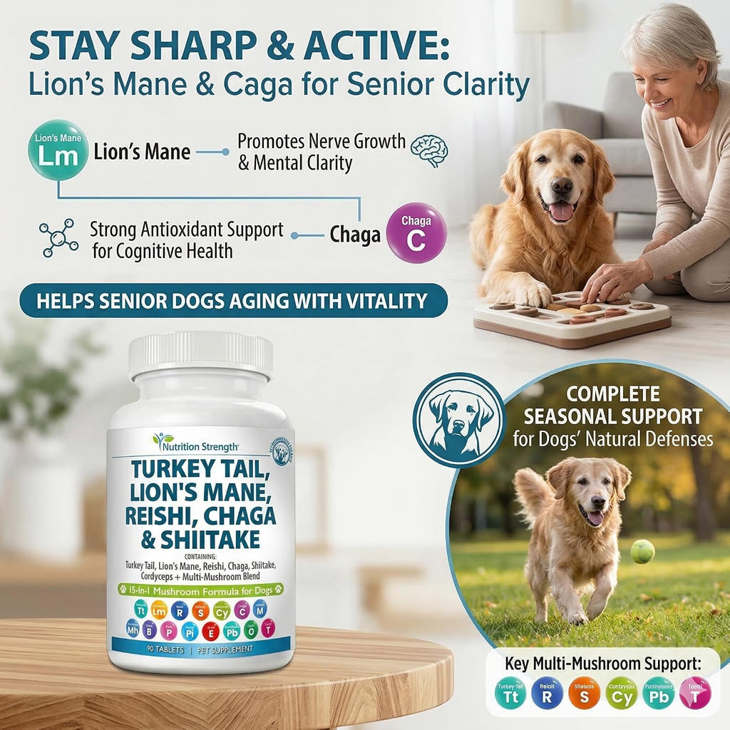 Nutrition Strength 15-in-1 Mushroom Support para Perros - 90 Comprimidos Masticables