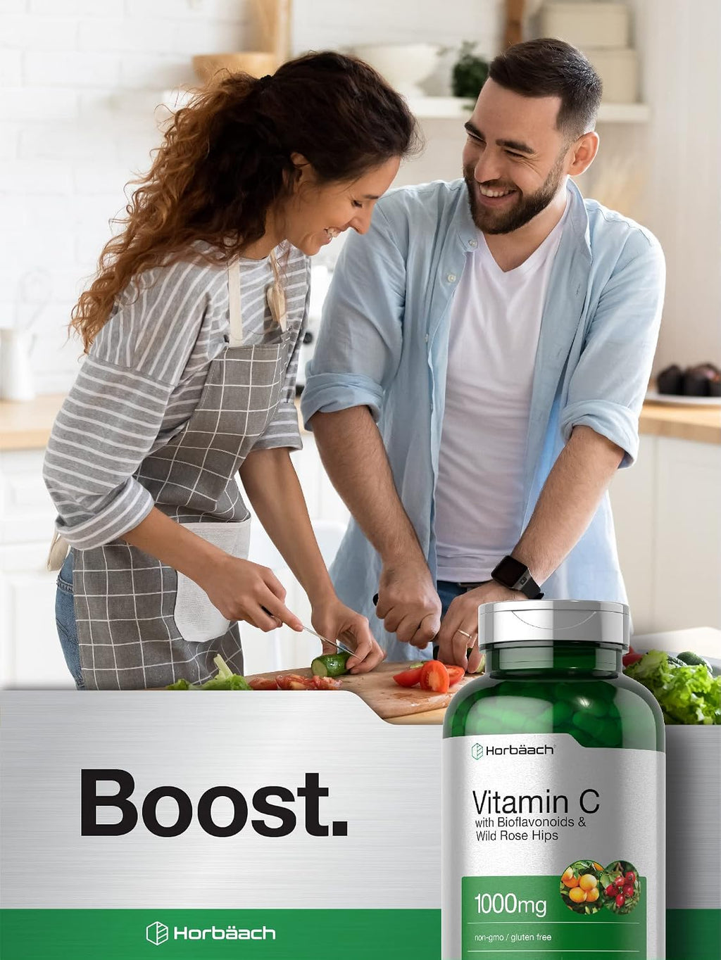 Horbäach Vitamina C 1000 mg con Bioflavonoides y Escaramujo - 250 Cápsulas