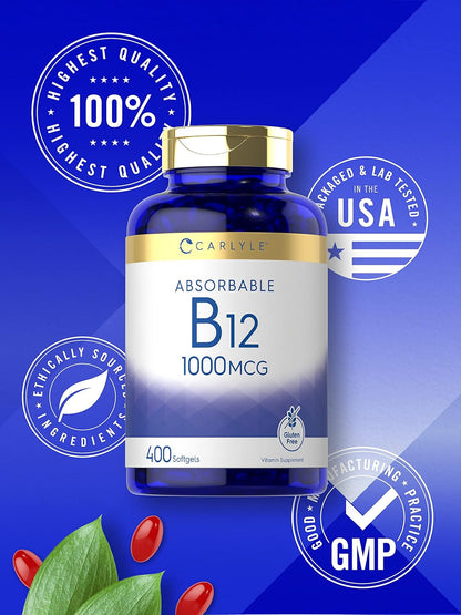 Carlyle Vitamina B12 1000 mcg Absorbible | – Formación de glóbulos rojos: Participa en la formación normal de – Image 5