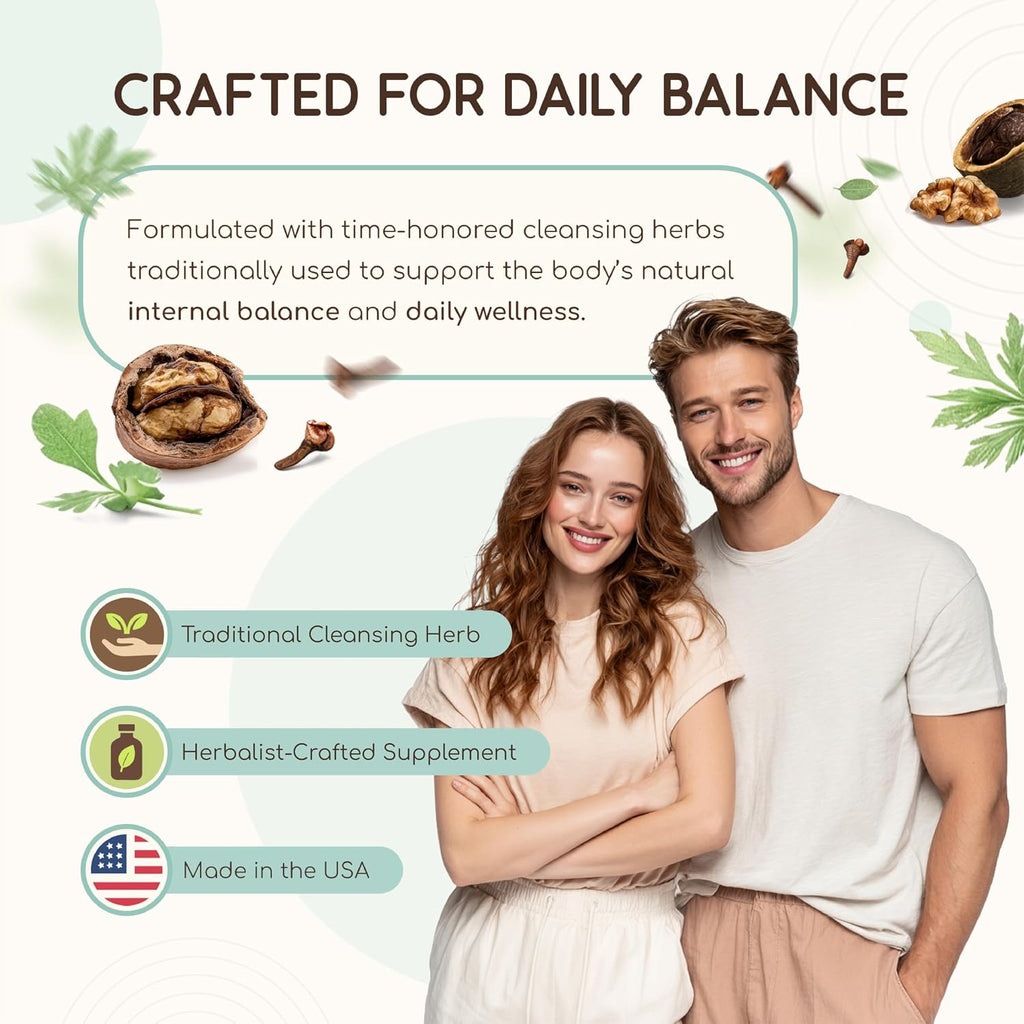 HerbEra Black Walnut 500 mg | Cápsulas Veganas Orgánicas USDA | Apoyo Digestivo y Antioxidante