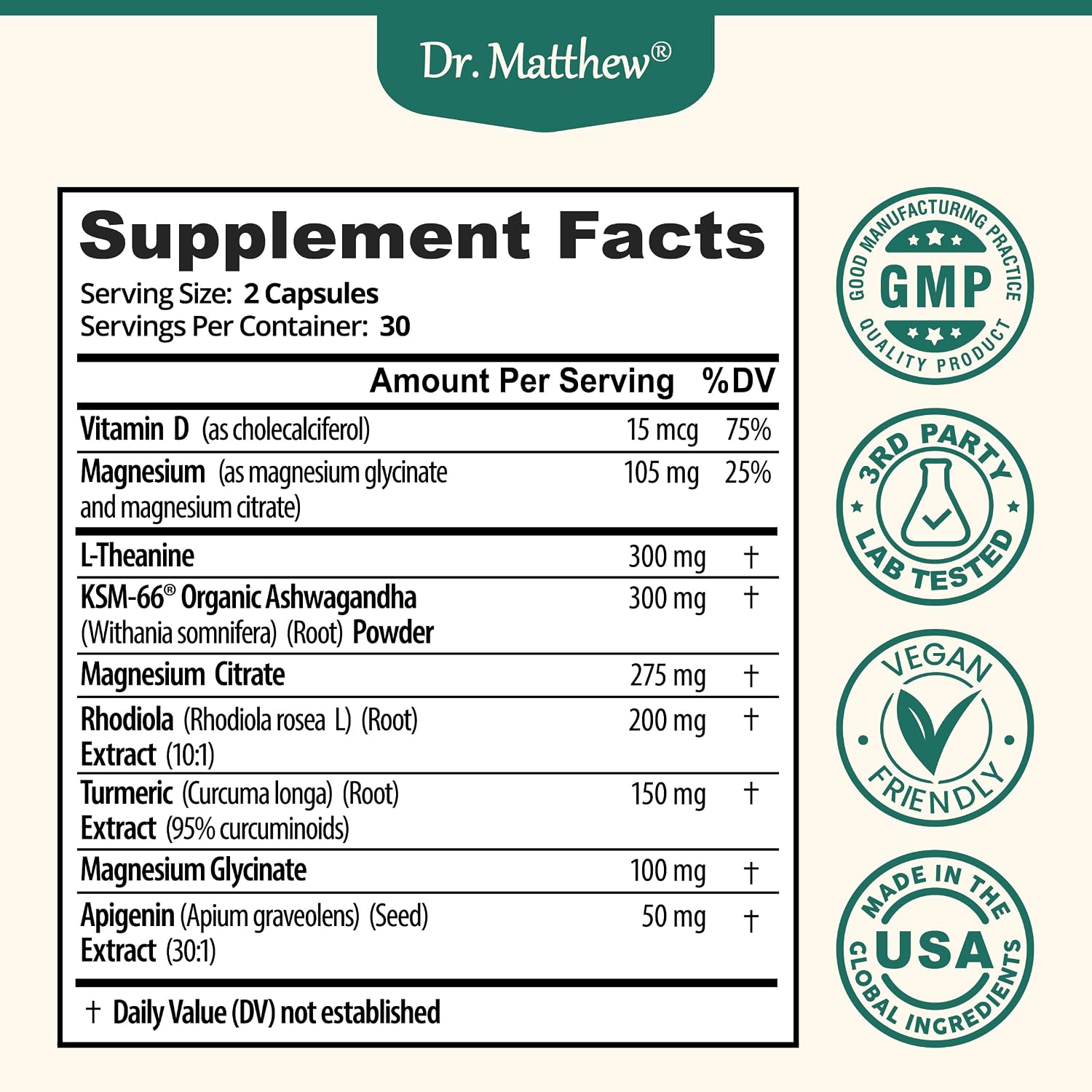 CortiRest – Reductor de Cortisol y Apoyo Suprarrenal con Ashwagandha KSM-66, Magnesio, L-Teanina, Rodiola, Apigenina, Cúrcuma y Vitamina D3