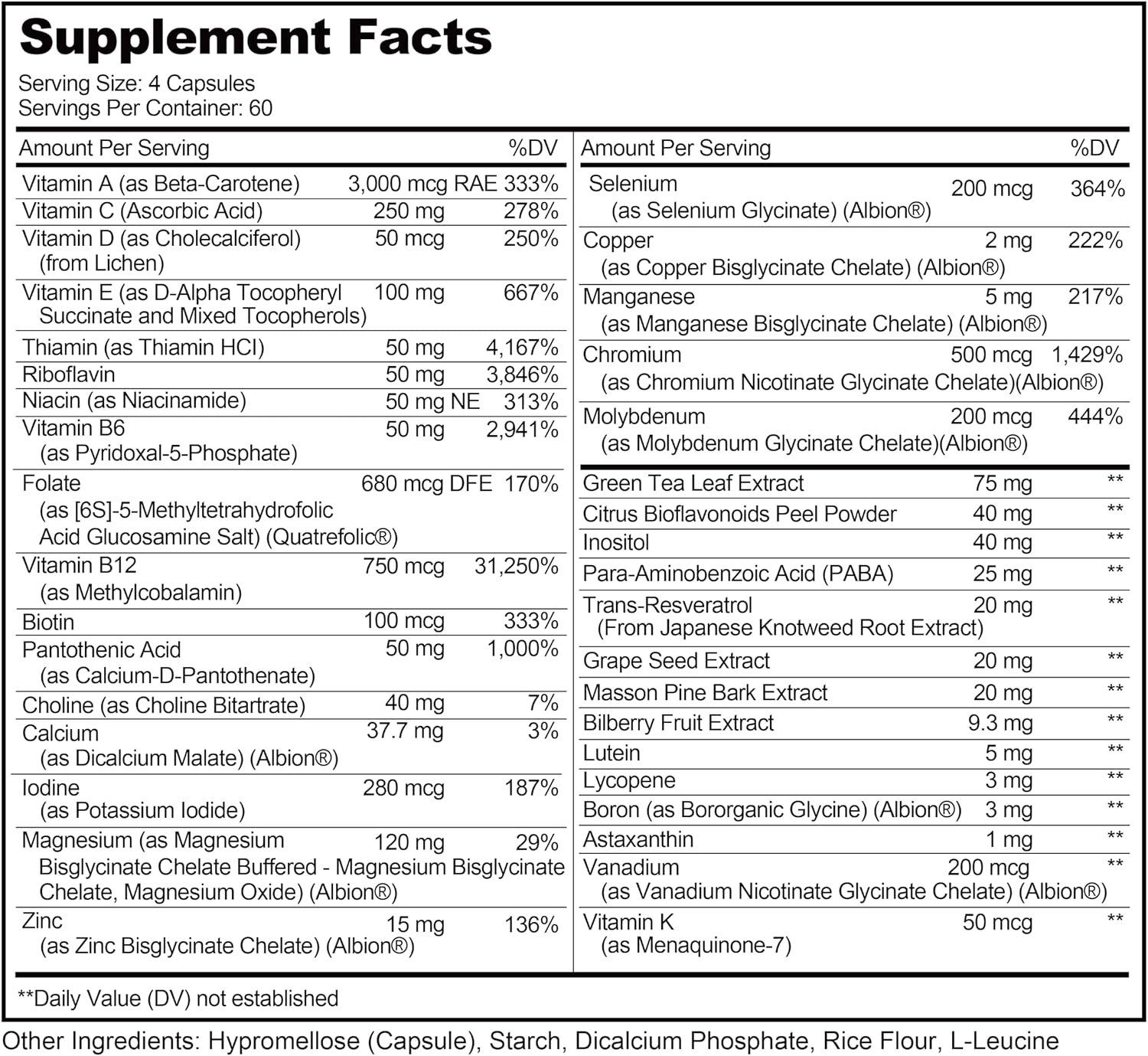 Multivitamínico Lively Vitamin Co - 37 Vitaminas, Minerales y Extractos - 240 Cápsulas Vegetarianas