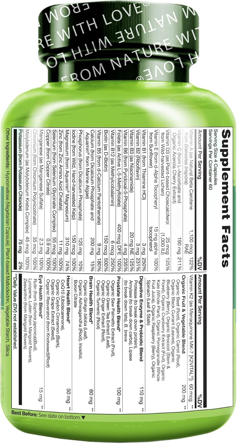 NATURELO Multivitamínico Integral para Hombres 50+ - 240 Cápsulas Vegetales