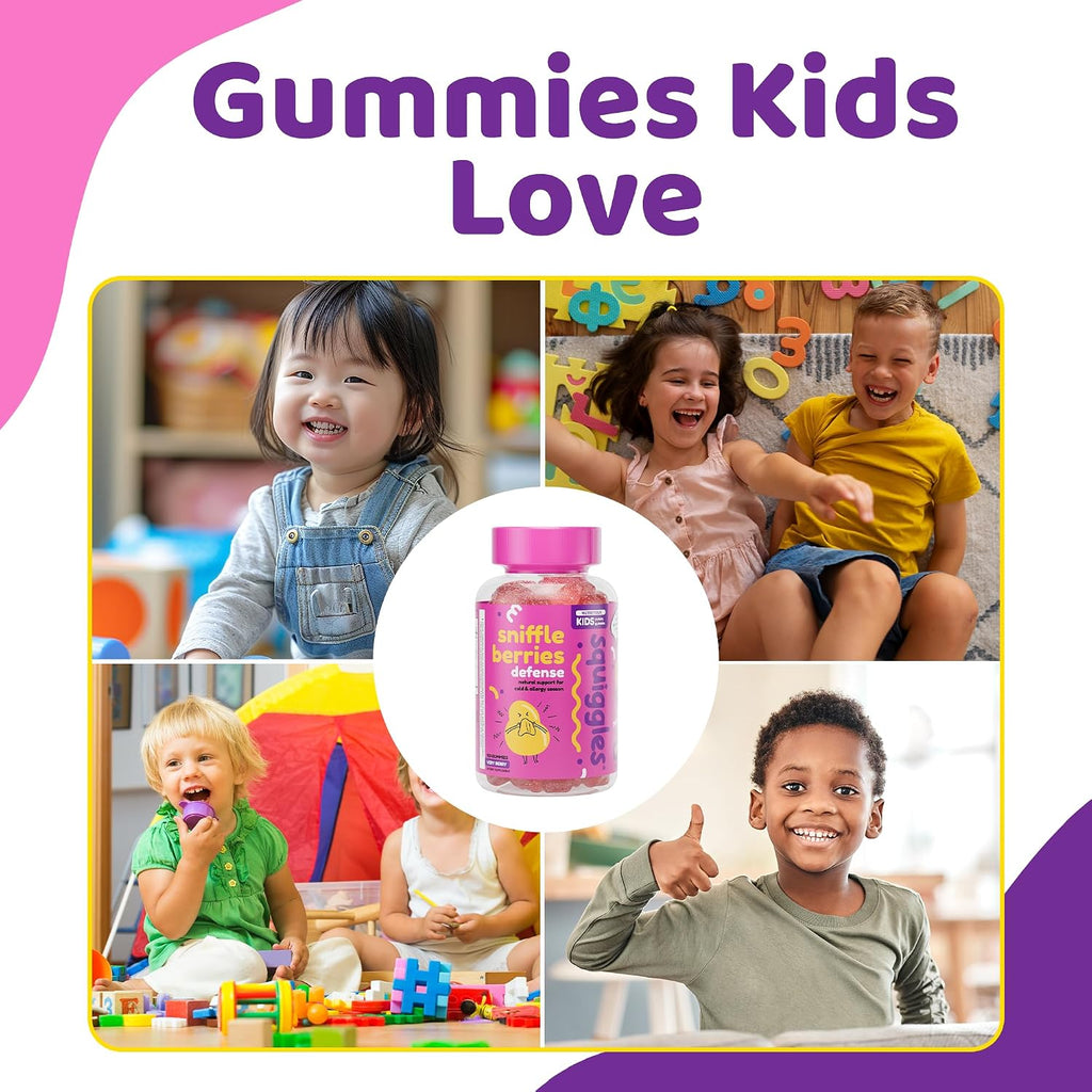 Squiggles Sniffle Berries Gomitas de Saúco, Propóleo y Equinácea para Niños - 100 uds