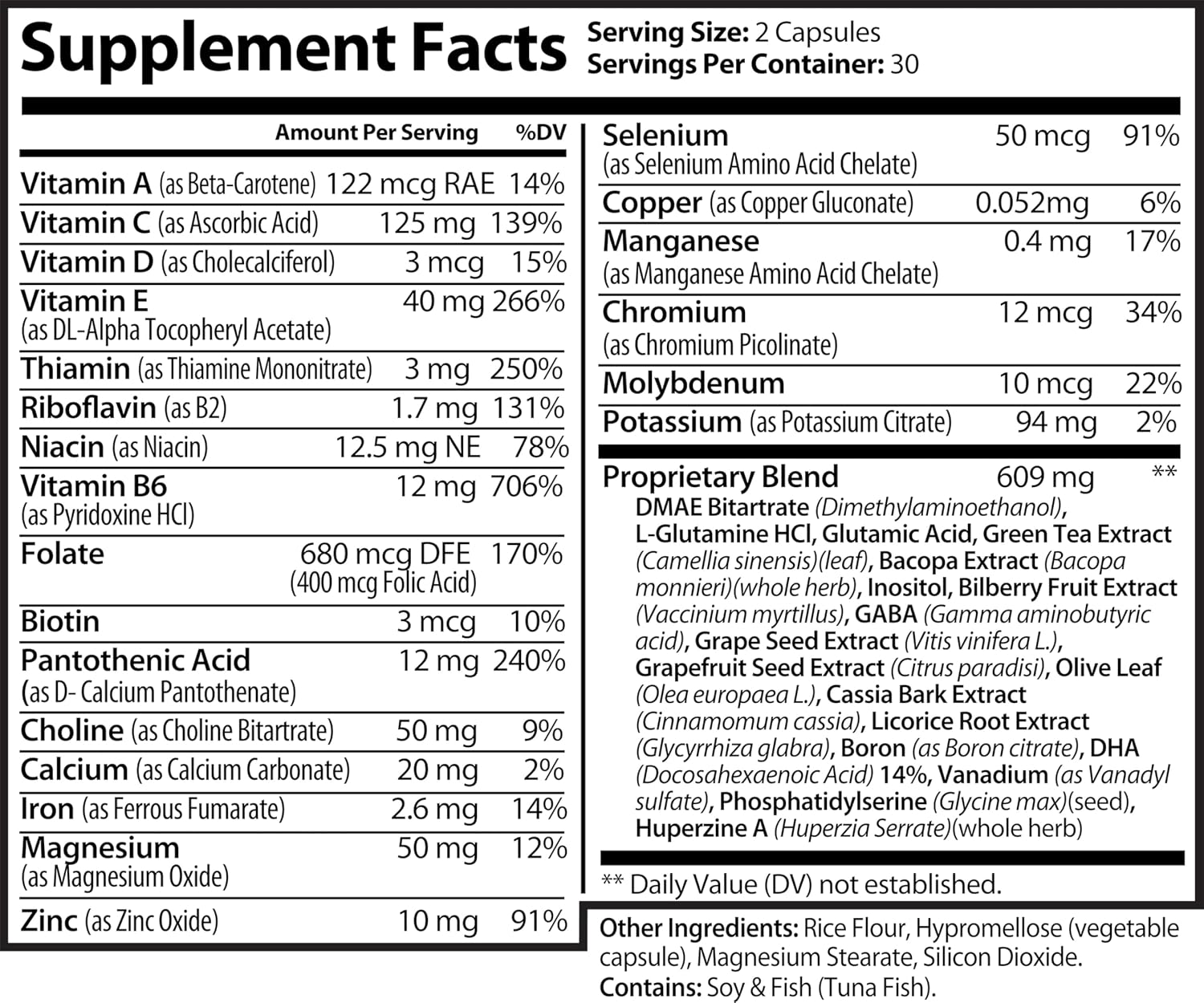 Brain Booster Suplemento para Concentración, Memoria, Claridad y Energía - 60 Cápsulas