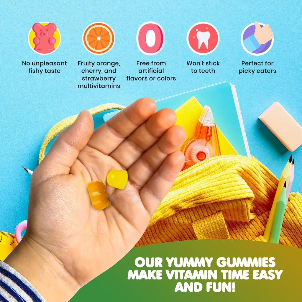 DR. MORITZ Pack de Gominolas Omega 3 (90 uds) y Multivitamínicas para Niños (60 uds) - Vegano, Sin OMG, Apoyo Diario