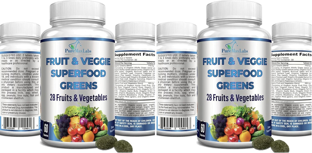 Fruit and Veggie Superfood Greens - 28 Frutas y Verduras Concentradas - 60 Comprimidos