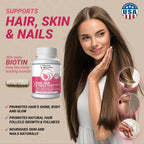 Healthy Hair Skin and Nails - Vitaminas para Cabello, Piel y Uñas con 7500 mcg de Biotina, Colágeno y Ácido Hialurónico - 60 Cápsulas