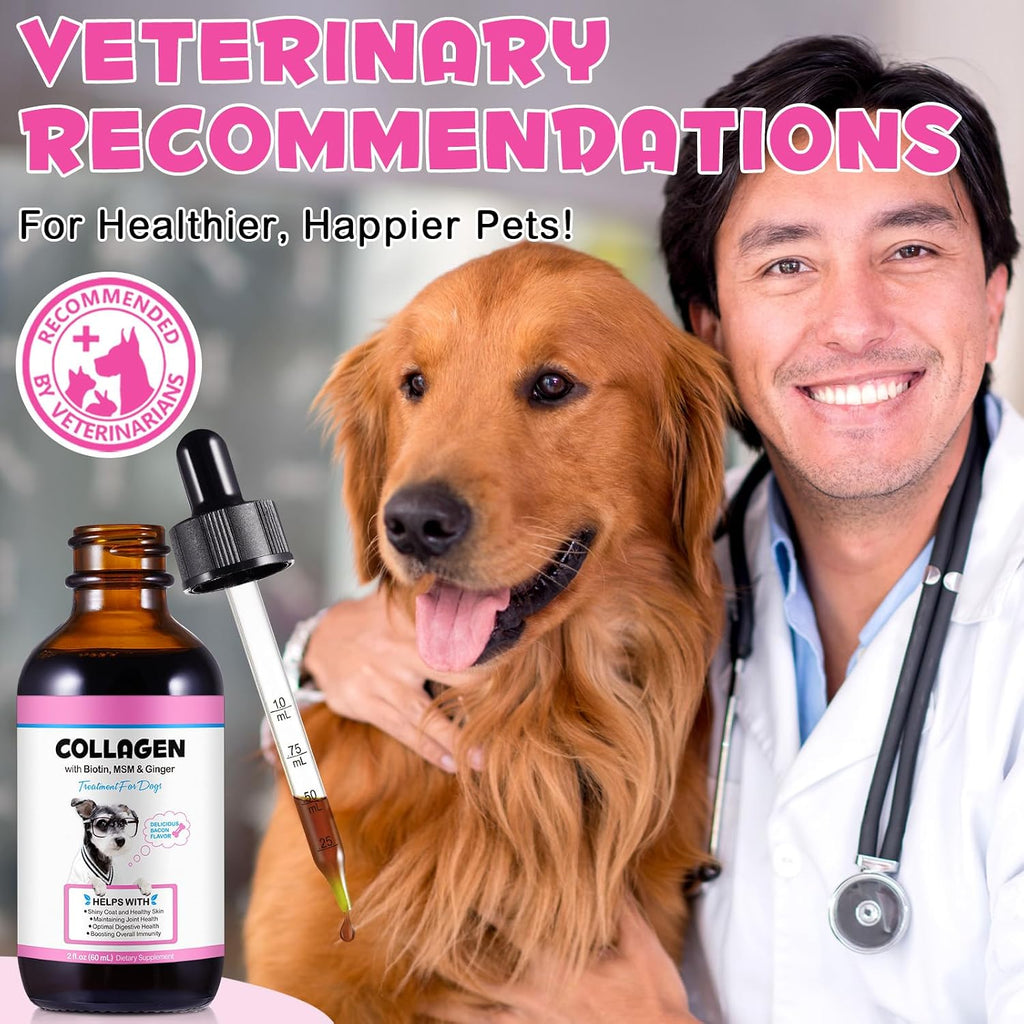 Colágeno Líquido para Perros con Biotina, MSM y Jengibre | Suplemento para Articulaciones, Piel y Digestión 60ml