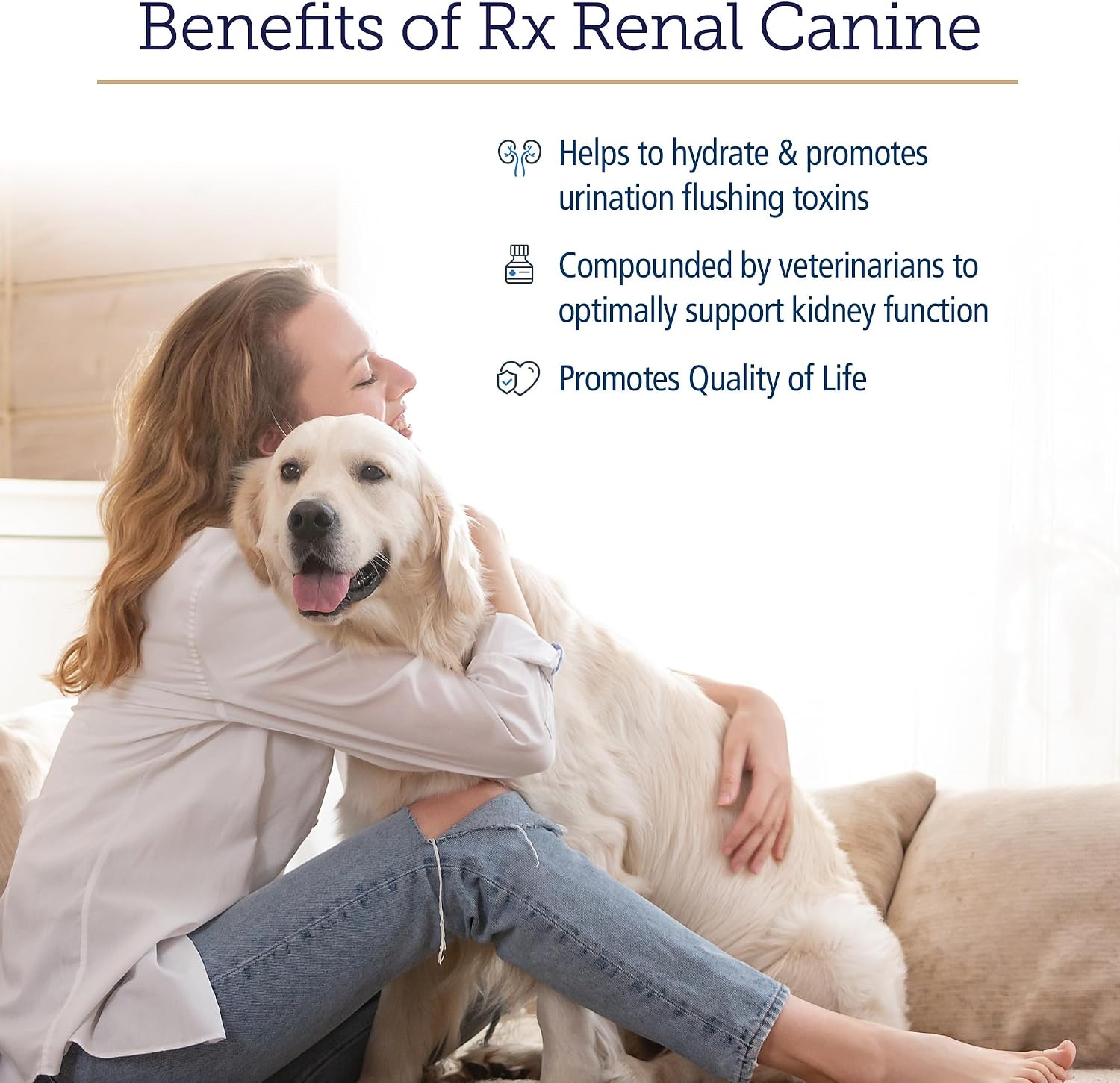 Rx Vitamins Rx Renal - Cápsulas de apoyo renal para perros con cardo mariano, té verde y cordyceps, 120 unidades