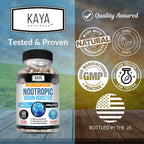 Kaya Naturals - Nootropic Brain Booster - Apoyo para Memoria y Concentración - 60 Cápsulas