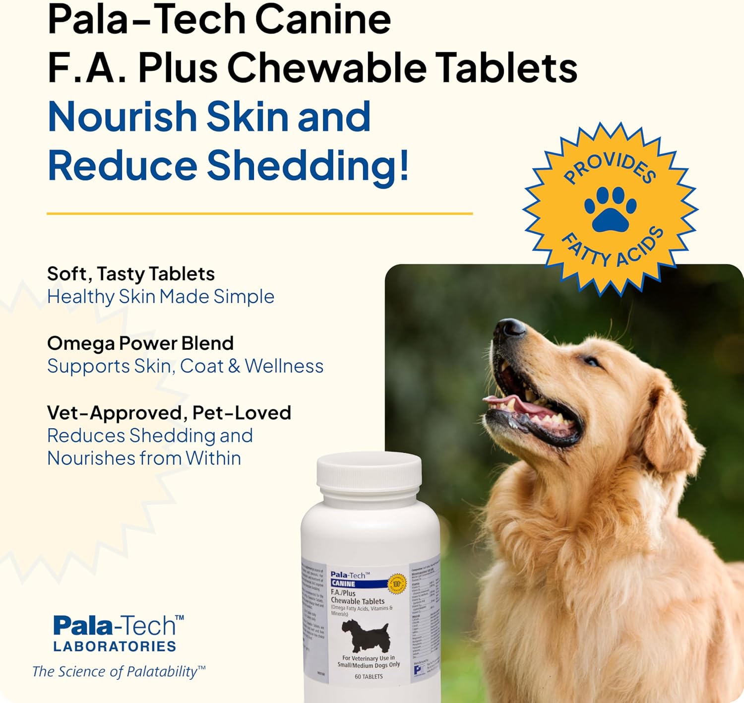 Pala-Tech FA Plus Comprimidos Masticables para Perros Pequeños - 60 uds - Sabor a Ternera e Hígado