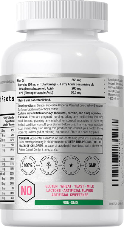 Horbäach Women's Prenatal Multivitamin with – DHA (ácido docosahexaenoico): Un ácido graso omega-3 que contribuye – Image 3