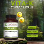 Pure Nutrition Vitamin K Complex K1 + K2 | 2250 mcg | 120 Comprimidos