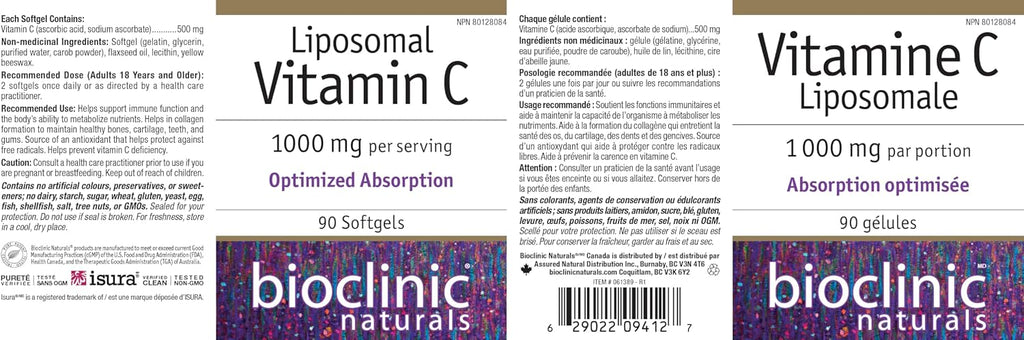Bioclinic Naturals - Vitamina C Liposomal, 90 Cápsulas Blandas