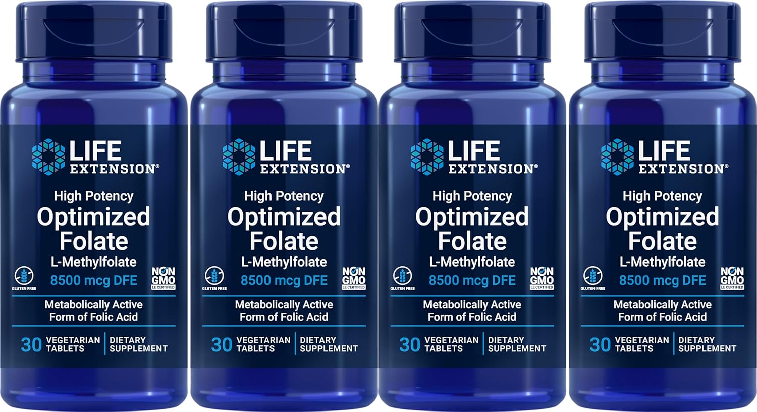 Life Extension High Potency Optimized Folate, 8500 mcg DFE, 120 Vegetarian Tablets