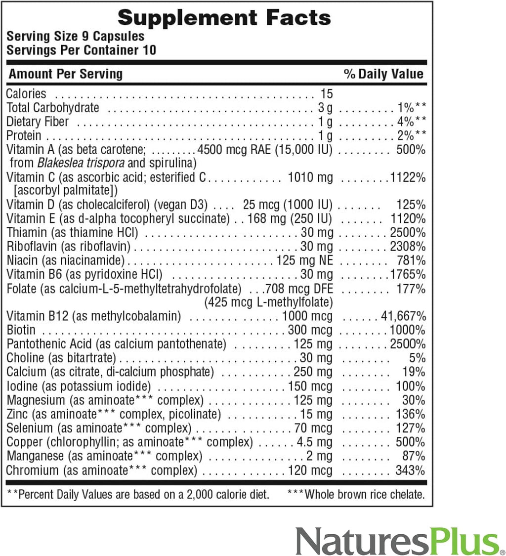 NaturesPlus Source of Life GOLD Multivitamin, 90 Vegetable Capsules