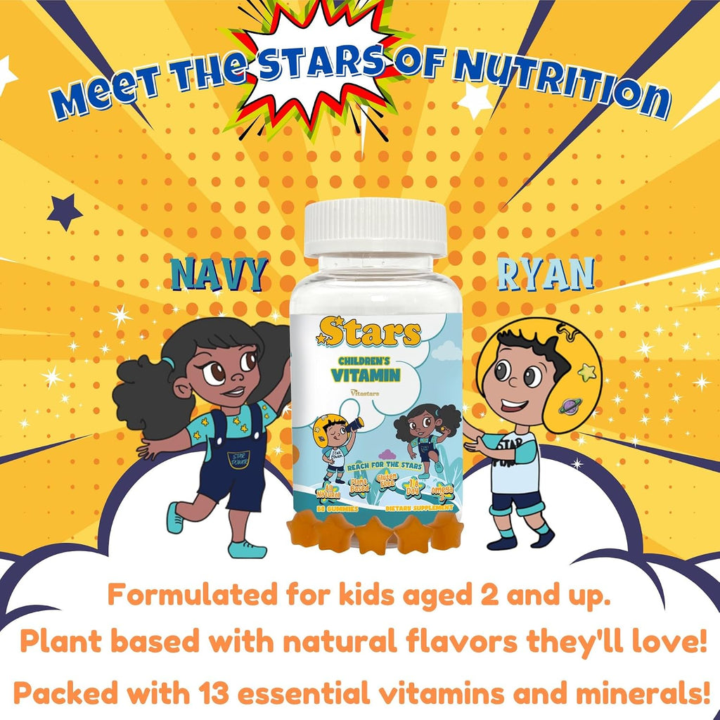 Vitastars Gominolas Multivitamínicas para Niños con Omega 3, 60 unidades