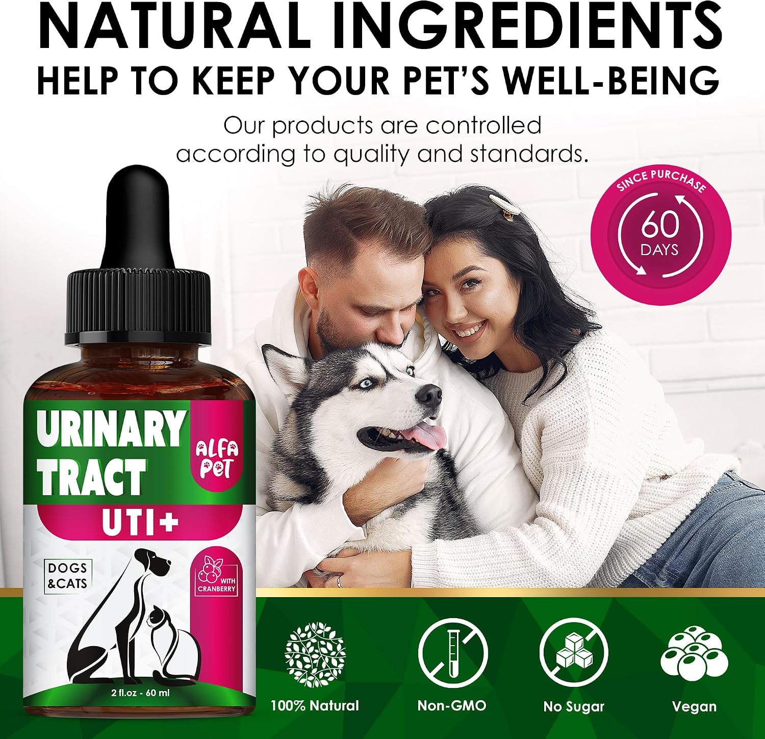 Complemento Urinario con Arándano para Perros y Gatos - Gotas para el Apoyo Renal y Vesical - 60 ml