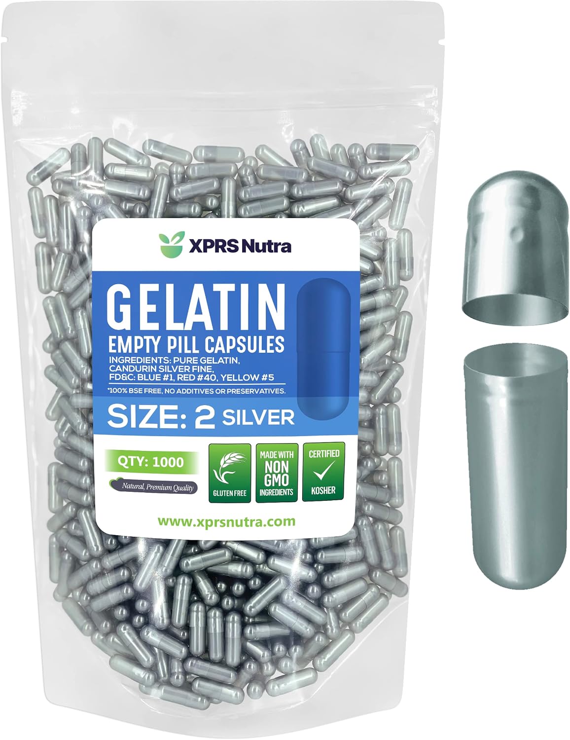 Cápsulas Vacías de Gelatina Tamaño 2 - 1000 Unidades - XPRS Nutra