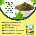 Vegs Graviola Soursop Leaf Powder - Polvo de Hojas de Graviola Orgánico, 8 oz (227 g)