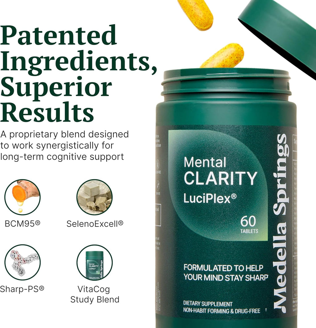 LuciPlex Brain Booster – Complemento para la Memoria, Concentración y Energía, 60 Comprimidos