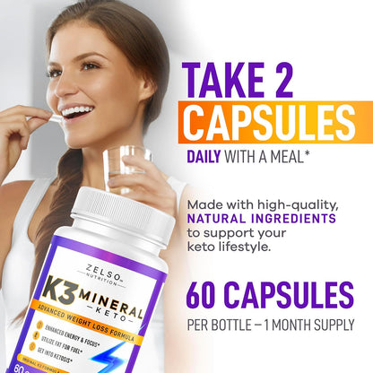 ZELSO K3 Mineral Weight Loss Pills - Suplemento Keto para Adelgazar – Image 4