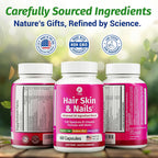 1 Body Hair, Skin, & Nails with Biotin, Vegan Vitamins, 60 Capsules