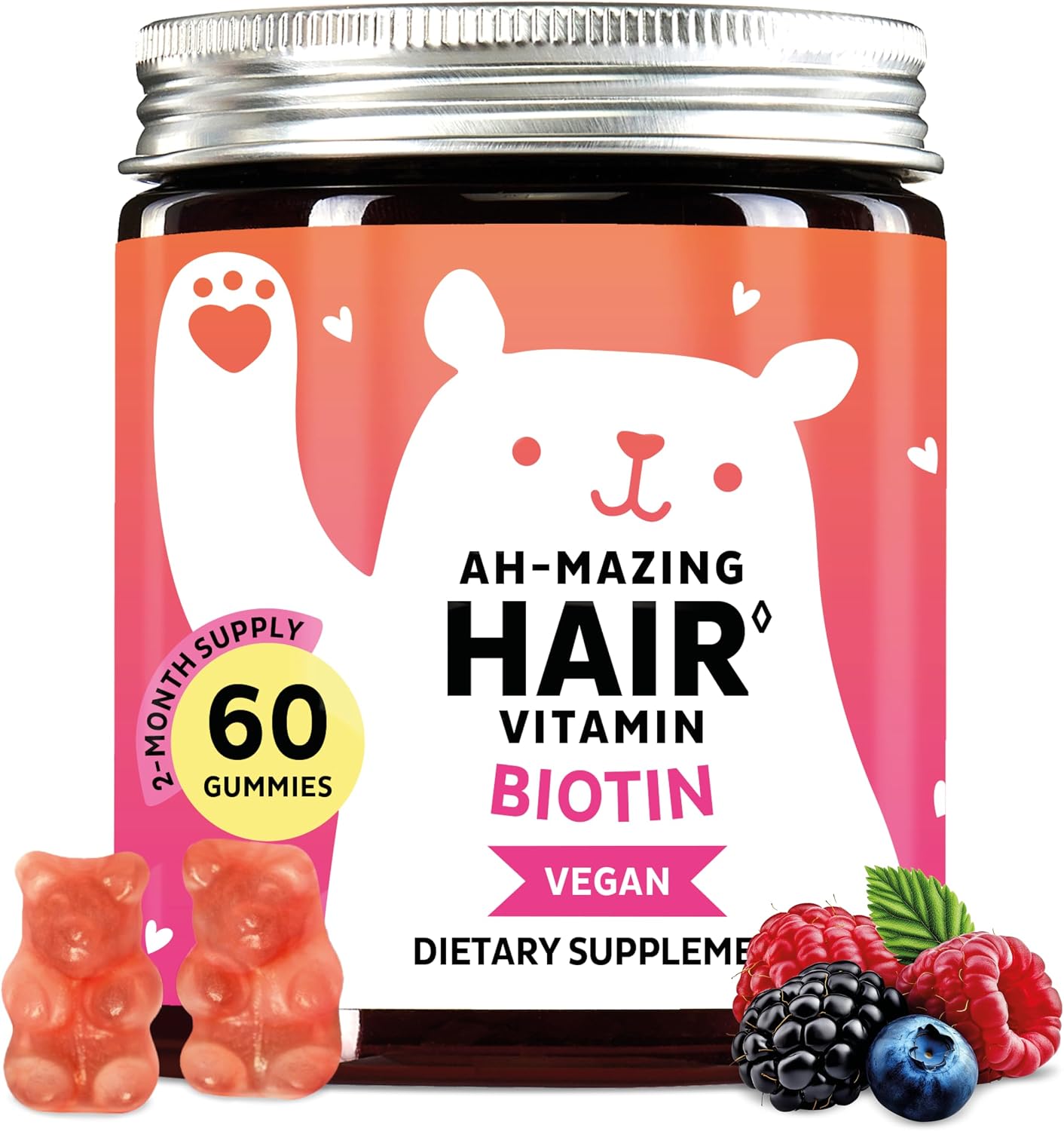 Gominolas de Biotina 5.000 mcg con Vitaminas C y E - 60 Unidades Veganas