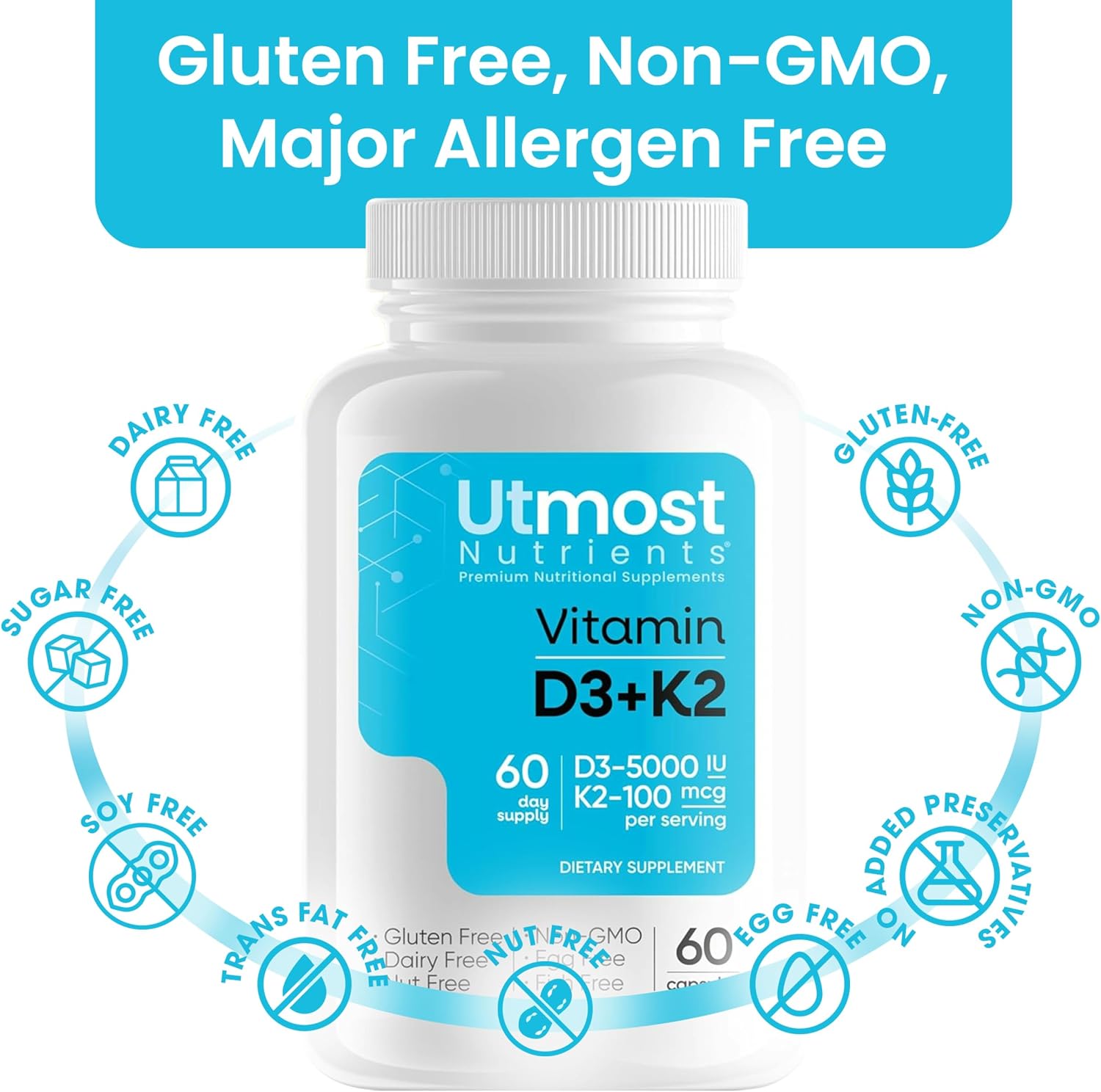 Vitamina D3 5000 UI con K2 100 mcg – Utmost Nutrients