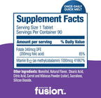 Bariatric Fusion Vitamina B12 Sublingual 1000 mcg - Comprimidos de fusión con sabor a uva y ácido fólico - Metilcobalamina - 90 unidades