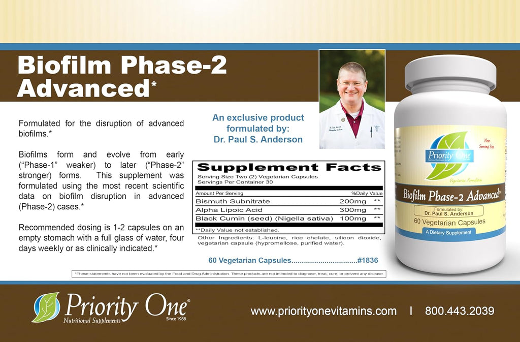 Priority One Vitamins Biofilm Phase-2 Advanced - 60 Cápsulas Vegetarianas