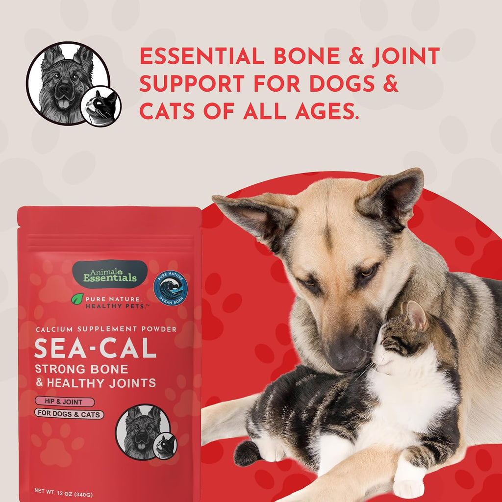 Animal Essentials Sea-Cal - Polvo de Calcio de Algas Marinas Puras para Perros y Gatos - 340 g