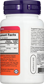 NOW Foods Vitamin K-2 MK-7 100 mcg, 60 Cápsulas Veganas