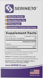 SERINE10 L-Serine Nootropics Packets - 30 Sobres de 10 g (30000 mg)