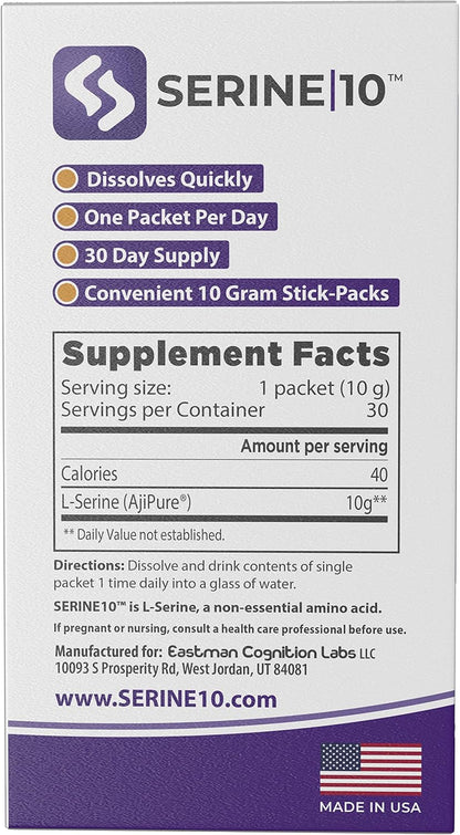 SERINE10 L-Serine Nootropics Packets - 30 Sobres de 10 g (30000 mg) – Image 2