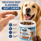 Multivitamínico y Suplemento para Perros con Aceite de Krill, Omega 3,6,9, Pre y Probióticos, Vitaminas Esenciales - Apoyo para Articulaciones, Piel, Pelo, Digestión e Inmunidad (90 Golosinas Blandas)