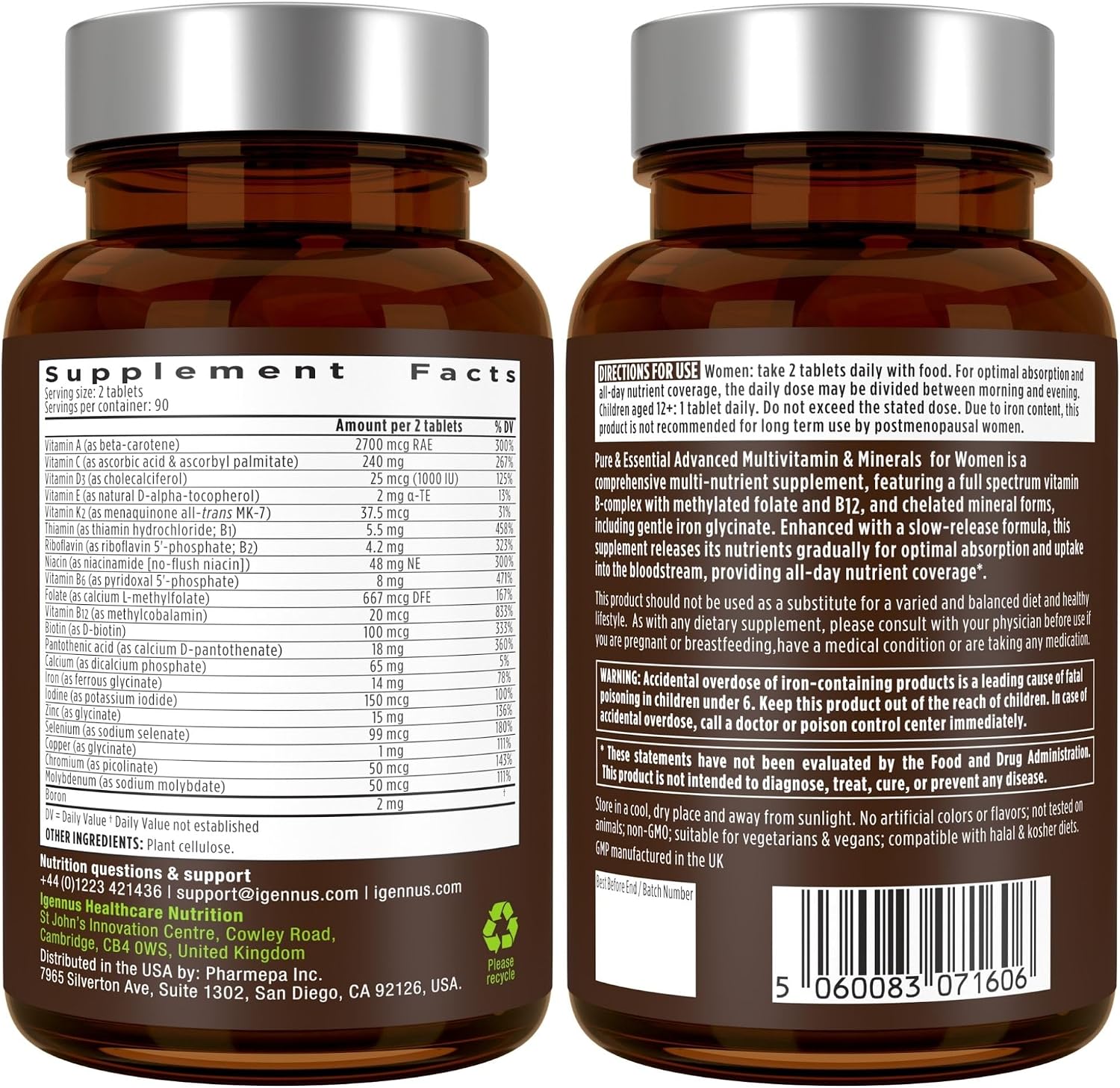Igennus High Potency Methylated Multivitamin for Women with Gentle Iron