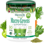 MacroLife Naturals Macro Greens Superfood Powder 30 oz (90 porciones) con 38 superalimentos