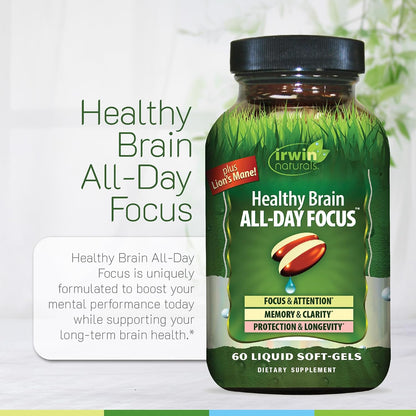 Irwin Naturals Healthy Brain All-Day Focus - Apoyo Nootrópico para la Concentración Diaria, 60 Cápsulas Blandas – Image 5