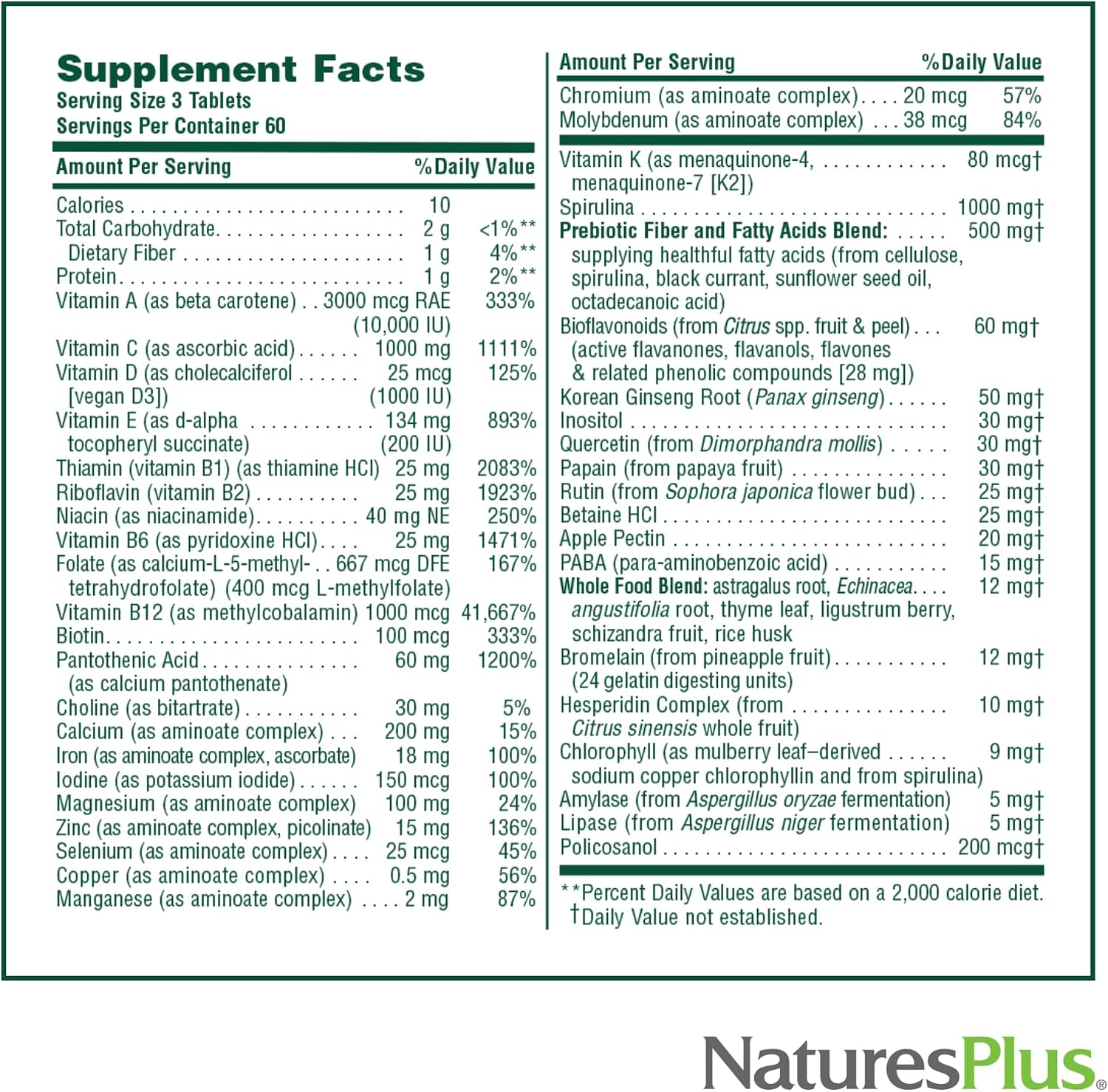 NaturesPlus Source of Life - 180 Tablets - Multivitamin and Mineral with Whole Food Concentrates - Gluten-Free - Vegetarian - 60 Servings