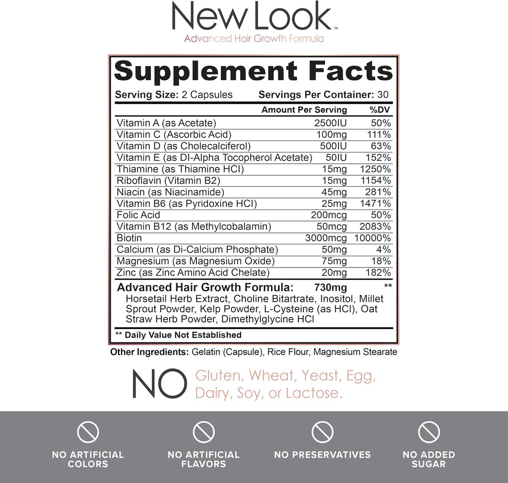 New Look Hair Growth Support Vitamins – 60 Cápsulas