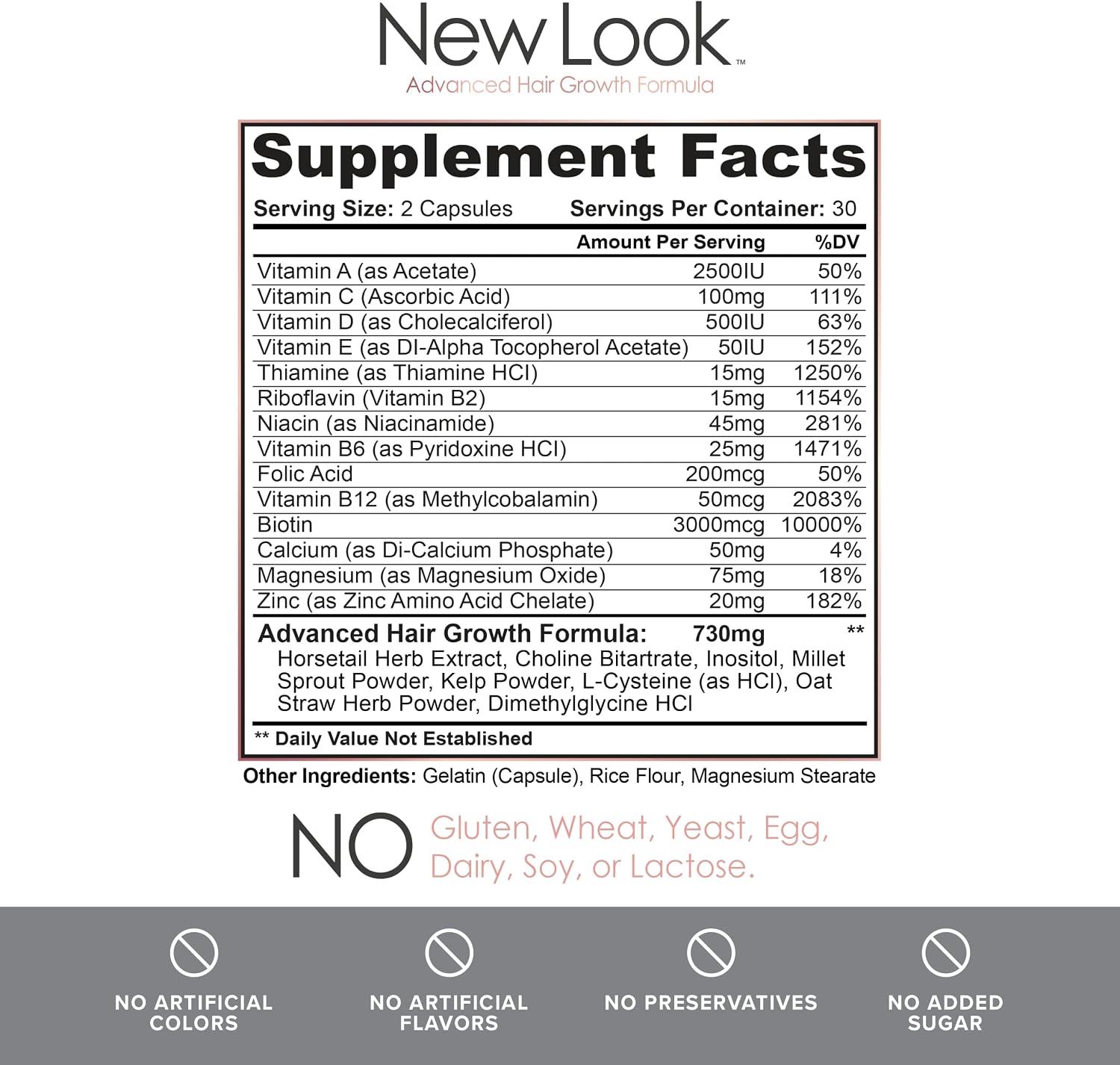 New Look Hair Growth Support Vitamins – 60 Cápsulas