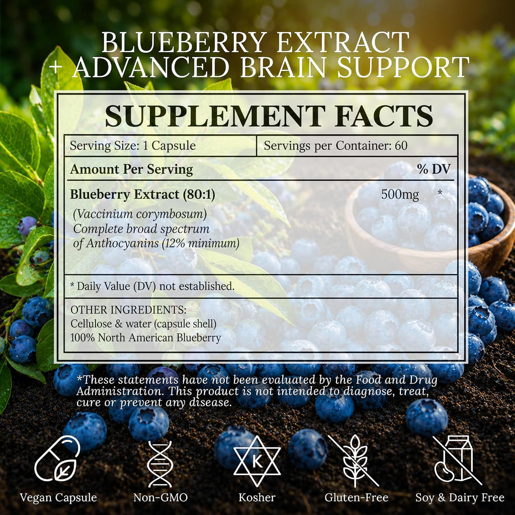 Extracto de Arándano Norteamericano 500mg - 60 Cápsulas Veganas